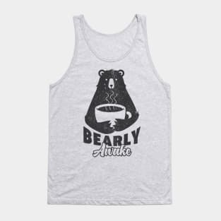 Bearly Awake Coffee Drinking Bear Hug Hot Coffee Tank Top